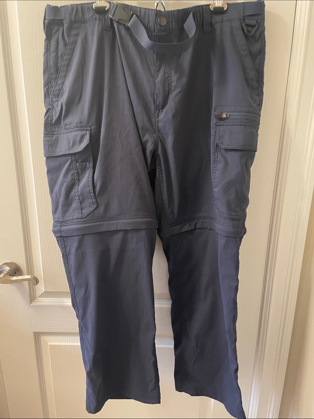 Navy Men's Convertible Cargo Pants with Multiple Pockets